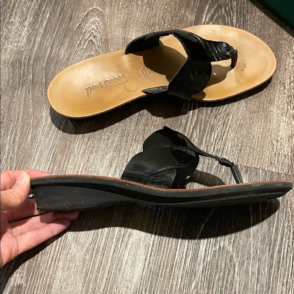 Paul Green Black Leather Sandals - Picture 5 of 5